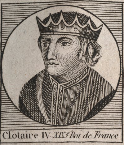 Retrato de Clothaire (Clothaire) IV (ca. 685-719), Rei dos Francos da Austrália de 717 a 719 - Chlothar IV (ou Clotar) rei dos Francos - gravura de "Instruction sur l