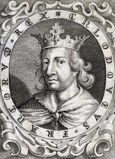 Retrato de Clovis II (? - 657), Gravura do Rei da Neústria, Borgonha e Austrália do século XVIII de Unknown artist