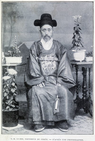Retrato do Imperador Coreen Sua Majestade Li Hsi no final do século XIX. de Unknown artist