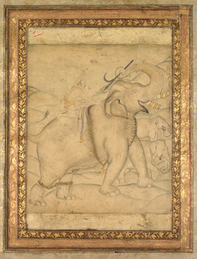 Retrato do Imperador Jahangir montando um elefante de Unknown artist