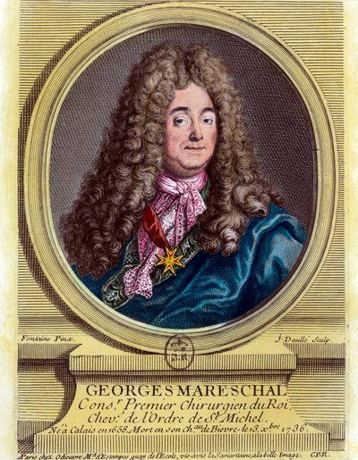 Retrato de Georges Marechal (1658 - 1736), primeiro cirurgião do rei de 1703 - 1719. Gravura do século XVIII. Colecção privada. de Unknown artist