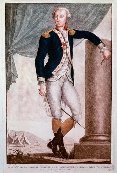 Retrato de Gilbert du Motier, Marquês de Lafayette (gravura de Unknown artist