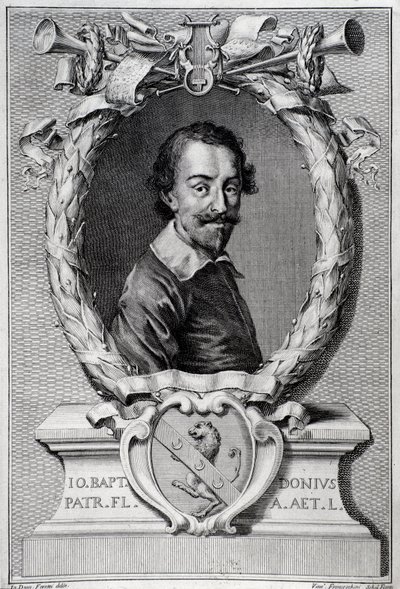Retrato de Giovanni Battista Doni (1596-1647) musicólogo italiano Gravura de frontispício de "Lyra Barberin de Unknown artist