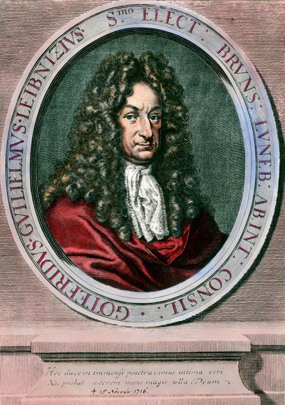 Retrato de Gottfried Wilhelm Leibniz (1646-1716) filósofo e matemático alemão. Gravura do século XVIII. Coleção Particular de Unknown artist