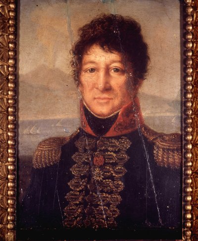 Retrato de Joachim Murat (1767 - 1815). Pintura anónima do início do século XIX. Museo Napoleonico em Roma de Unknown artist