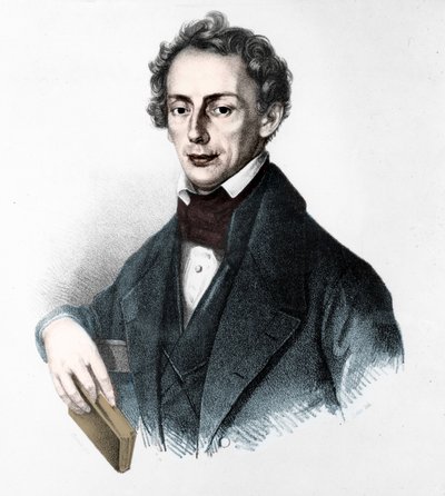 Retrato de Johann Christian Doppler (1803-1853). Físico austríaco. Gravura do século XIX. de Unknown artist