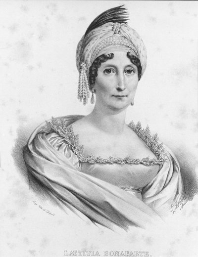 Retrato de Laetitia Bonaparte (Letizia Maria Ramolino) (1750-1836), mãe de Napoleão I. Gravura do século XIX de Unknown artist