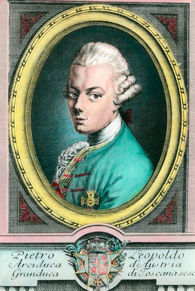 Retrato de Leopoldo II da Áustria, Grão-Duque da Toscana (1747-1792). Gravura da Coleção Privada do século XVIII de Unknown artist