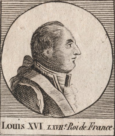 Retrato de Luís XVI (1754-1793), Rei de França de 1774 a 1791, depois Rei dos franceses de 1791 a 1792 - Luís XVI Rei de França e Navarra de 1774 a 1791, depois Rei dos franceses de 1791 a 1792 - gravura de "Instruction sur l