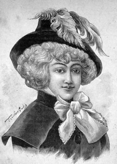 Retrato de Mademoiselle de Fontenay ou Teresa (Theresa ou Terezia) Cabarrus, também conhecida como Madame Tallien (Talien), Princesa de Caraman Chimay (1773 - 1835) - em “” Les Contemporains ””, final do século XIX. de Unknown artist