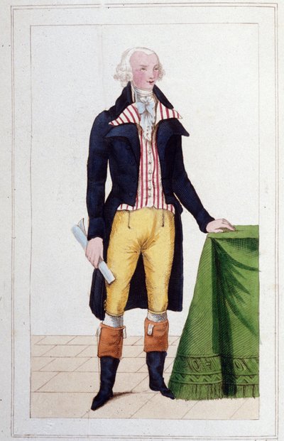 Retrato de Maximilian Robespierre (1758 - 1794) gravura de 1830 de Unknown artist