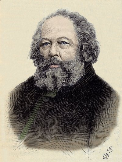 Retrato de Mikhail Aleksandrovich Bakunin (Bakunin) (1814-1876), anarquista russo. de Unknown artist