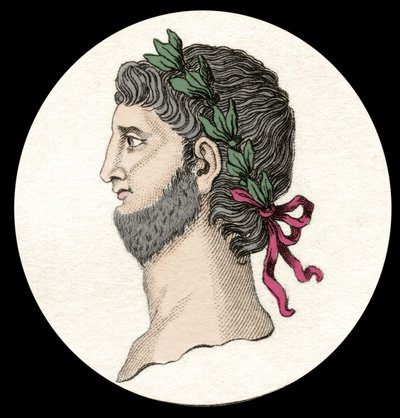 Retrato de Nero Cláudio César Augusto Germânico (37-68 d.C.), imperador romano. Gravura do século XIX. de Unknown artist