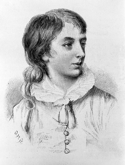 Retrato de Percy Bysshe Shelley (1782 - 1822) poeta romântico inglês aos doze anos de idade. Realizado pelo Duque de Montpensier. 1794 de Unknown artist