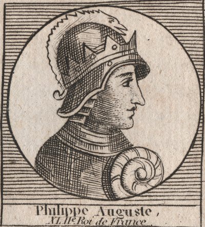 Retrato de Philip II dit Philippe Auguste (1165-1223) - Philip Augustus II (1165-1223) Rei da França - gravura de "Instruction sur l