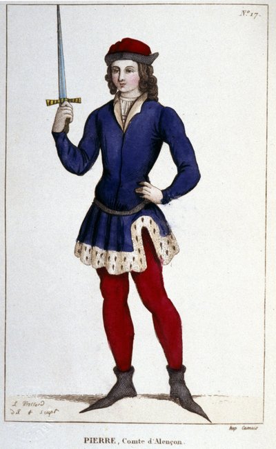 Retrato de Pierre, Conde de Alençon (1251 - 1284), Gravura de 1830. de Unknown artist