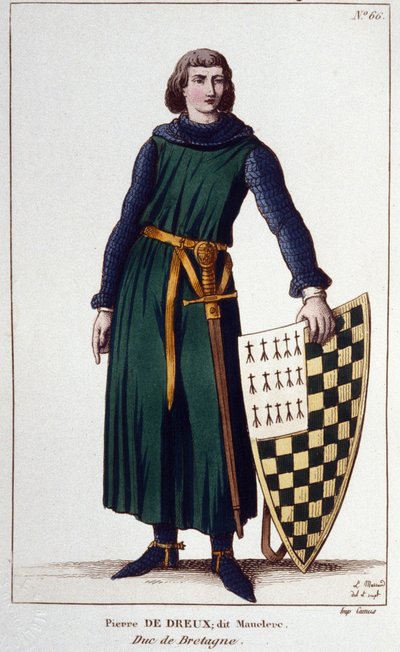 Retrato de Pierre de Dreux, dit Mauclerc, Duque em 1213. Gravura de 1830. de Unknown artist