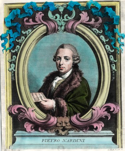 Retrato de Pietro Nardini (1722 - 1793), violinista e compositor italiano. Gravura do século XVIII. Coleção particular. de Unknown artist