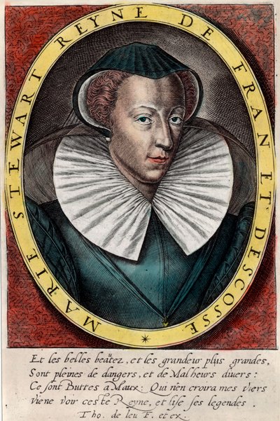 Retrato da Rainha Marie Stuart (1542 - 1587), Rainha de França e Escócia. Gravura do século XVI. Colecção privada. de Unknown artist