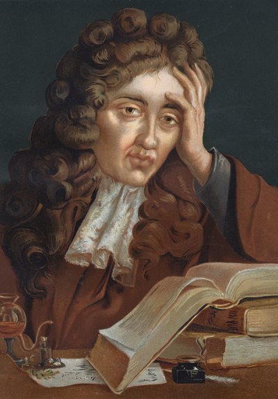Retrato de Robert Boyle (1627 - 1691), físico e químico irlandês. baseado em La Ciencia y sus Hombres de Louis Figuier. Barcelona 1881 de Unknown artist