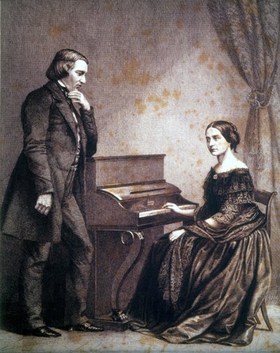 Retrato de Robert Schumann (1810 - 1856), compositor alemão, e Clara Schumann (1819 - 1896), pianista alemã. de Unknown artist