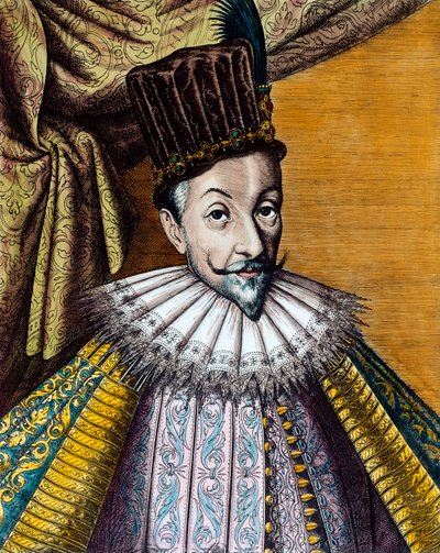 Retrato de Sigismundo III Vasa (1566-1632) rei da Polónia (1587-1632) e da Suécia (1592-1599). Gravura do século XVII. Col. Go. de Unknown artist