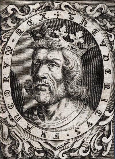 Retrato de Thierry I (? - 533), Rei da Austrália. Gravura do século XVIII. de Unknown artist