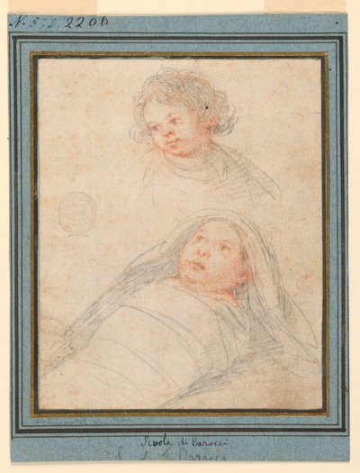 Retrato de um menino e uma criança enrolada de Unknown artist