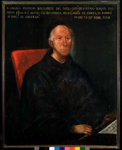 Retrato do pai Angelo Tommaso Predieri (1655-1731) compositor italiano e professor de pintura Anônimo. Bolonha do século XVIII, museo musicale civico de Unknown artist
