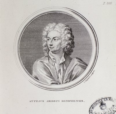 Retrato do compositor italiano Attilius Ariosti (Gravura de Unknown artist