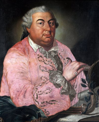 Retrato do compositor italiano Niccolo Jommelli (1714 -1774) Pintura anônima. 1760 em Bolonha, Museo Civico Biblioteca Musicale de Unknown artist