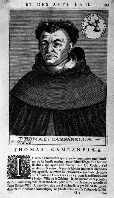 Retrato do filósofo italiano Tommaso Campanella (1568-1639). folha de origem desconhecida do século XVII de Unknown artist