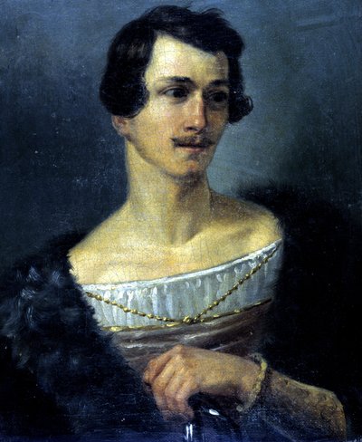 Retrato do tenor italiano Domenico Donzelli (1790 - 1873) em "La Norma" de Vincenzo Bellini (1801 - 1835). Pintura anônima, Museo della Scala, Milão. de Unknown artist