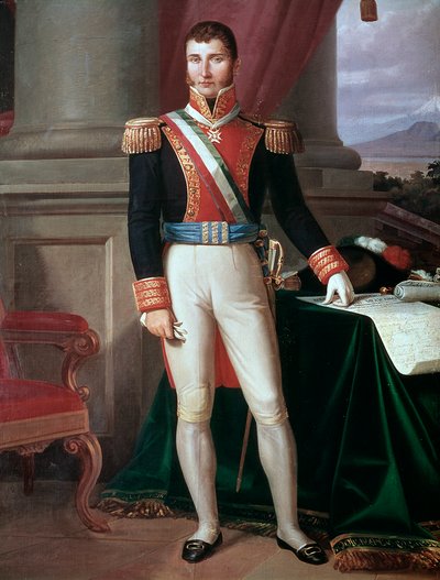 Retrato do Imperador Mexicano Agustin Iturbide (1783-1824) Pintura anônima, ca. 1821 Museu Histórico Nacional, Chateau de Chapultepec México de Unknown artist