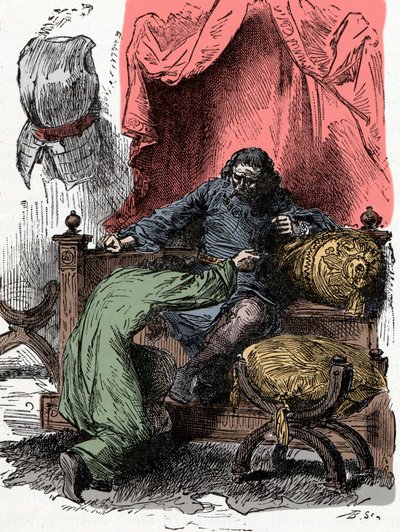 O príncipe Henrique oferece sua vida quando seu pai duvida de sua lealdade ao devolver a coroa - Príncipe Henrique (também conhecido como Bollingbroke, Henrique IV da Inglaterra de Unknown artist