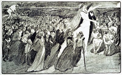 Procissão durante a peregrinação em Lourdes, alegoria de Theophile Alexandre Steinlen (1859 - 1923) ilustrando "Lourdes" de Emile Zola (1840-1902) tirada de "Gil Blas illustrious". de Unknown artist
