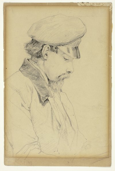 Retrato de perfil de um homem que usa um boné de Unknown artist
