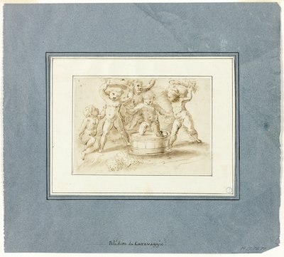 Putti a fazer vinho de Unknown artist
