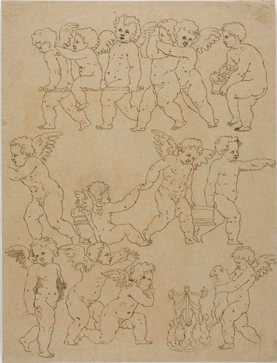 Putti realizando tarefas de Unknown artist