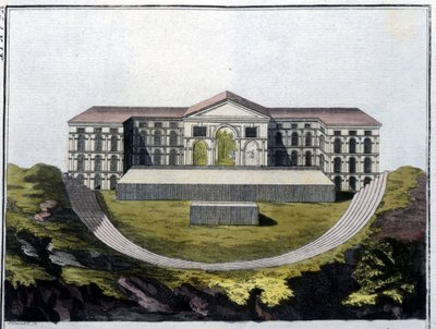 Reconstrução do Teatro Grego de Bachus em Atenas. - em "Le costume ancien et moderne" de Ferrario, ed. Milão de Unknown artist