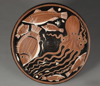 Prato de Peixe de Figura Vermelha: Polvo, Tainha, Dourada, Marisco de Unknown artist