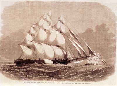 Regateou entre os cortadores Ariel e Taeping em 1866. de Unknown artist