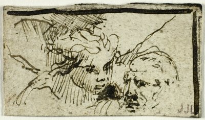 O Sacrifício de Issac de Rembrandt - Cabeças de Abraão e Anjo de Unknown artist