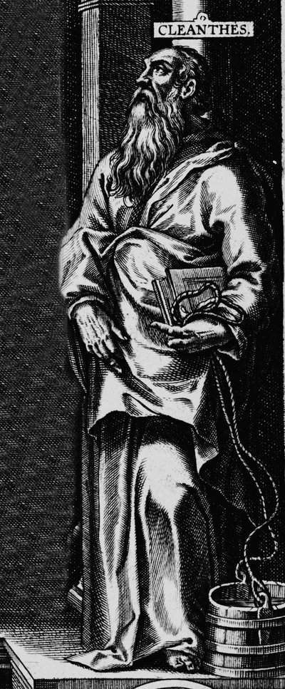 Representação do filósofo grego estoicista Cleanthe (330-232 a.C.)" Gravura a partir do frontispício de "Obras Filosóficas" de Seneque de Unknown artist