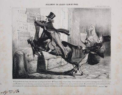 Regulamento do Jockey Club de Paris: Cada membro do Jockey Club deve ter um Jockey e um cavalo... de Unknown artist