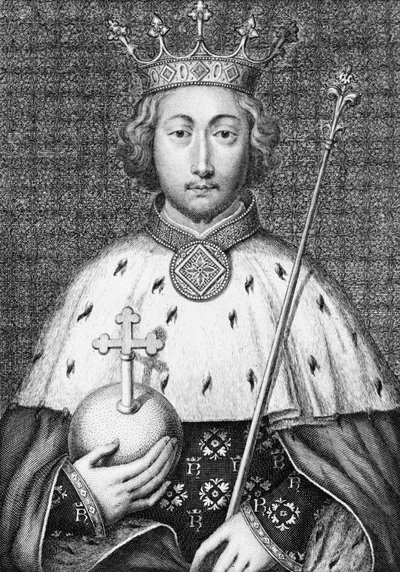 Ricardo II. (1367 a 1400) Rei de Inglaterra. Gravura do século XVIII. de Unknown artist