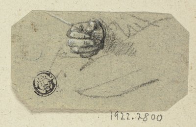 Mão direita segurando o instrumento de desenho de Unknown artist