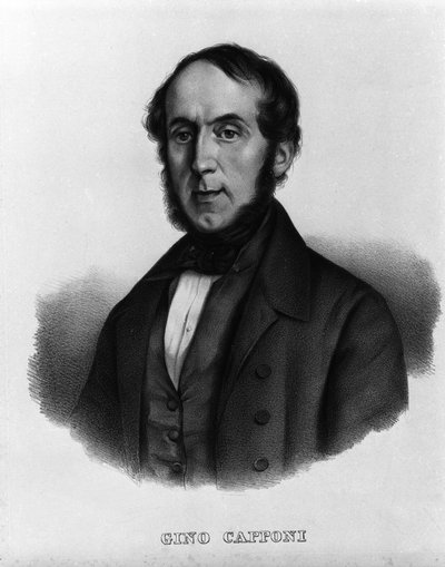 Risorgimento: retrato do escritor e político italiano Gino Capponi (1792-1876) Gravura do século XIX de Unknown artist