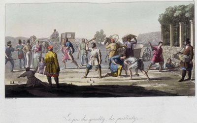 Jogos russos de Gorodky e pristinsky e outras distrações, Rússia. In" The old and modern costume" 1819-1820 por Ferrario. de Unknown artist