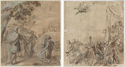 Ruth e Boaz (reto) The Fall of Simon Magus (verso) de Unknown artist